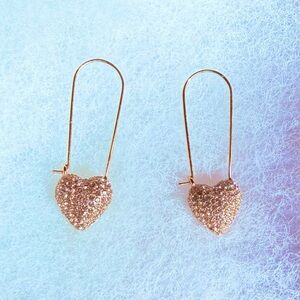 💎 Clear Pavé Crystal Heart Long Hook Earrings
